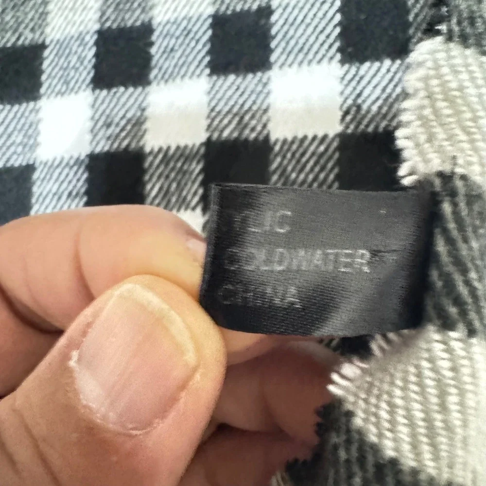 Unbranded Plaid Check Scarf Grey Black White Red Fringe Acrylic‎ Winter Wrap